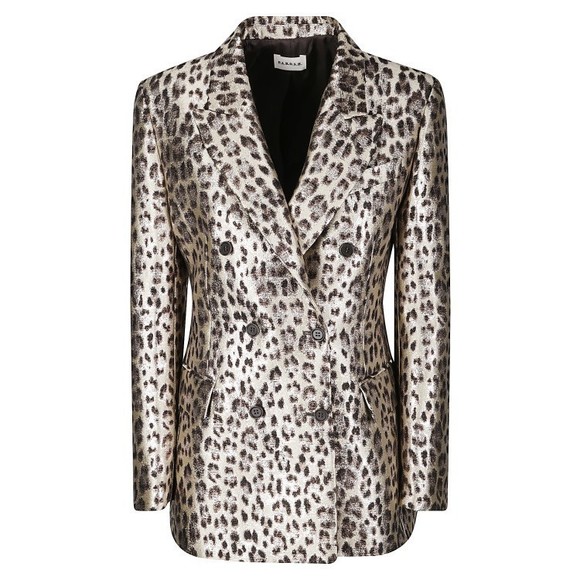 P.A.R.O.S.H. Double-Breasted Leopard Print Blazer With Textured Finish - NWT
